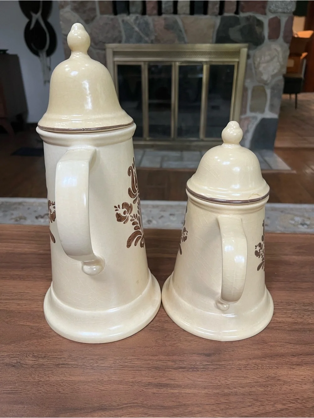 Vintage Pfaltzgraff Village stoneware coffee and tea pots with lids